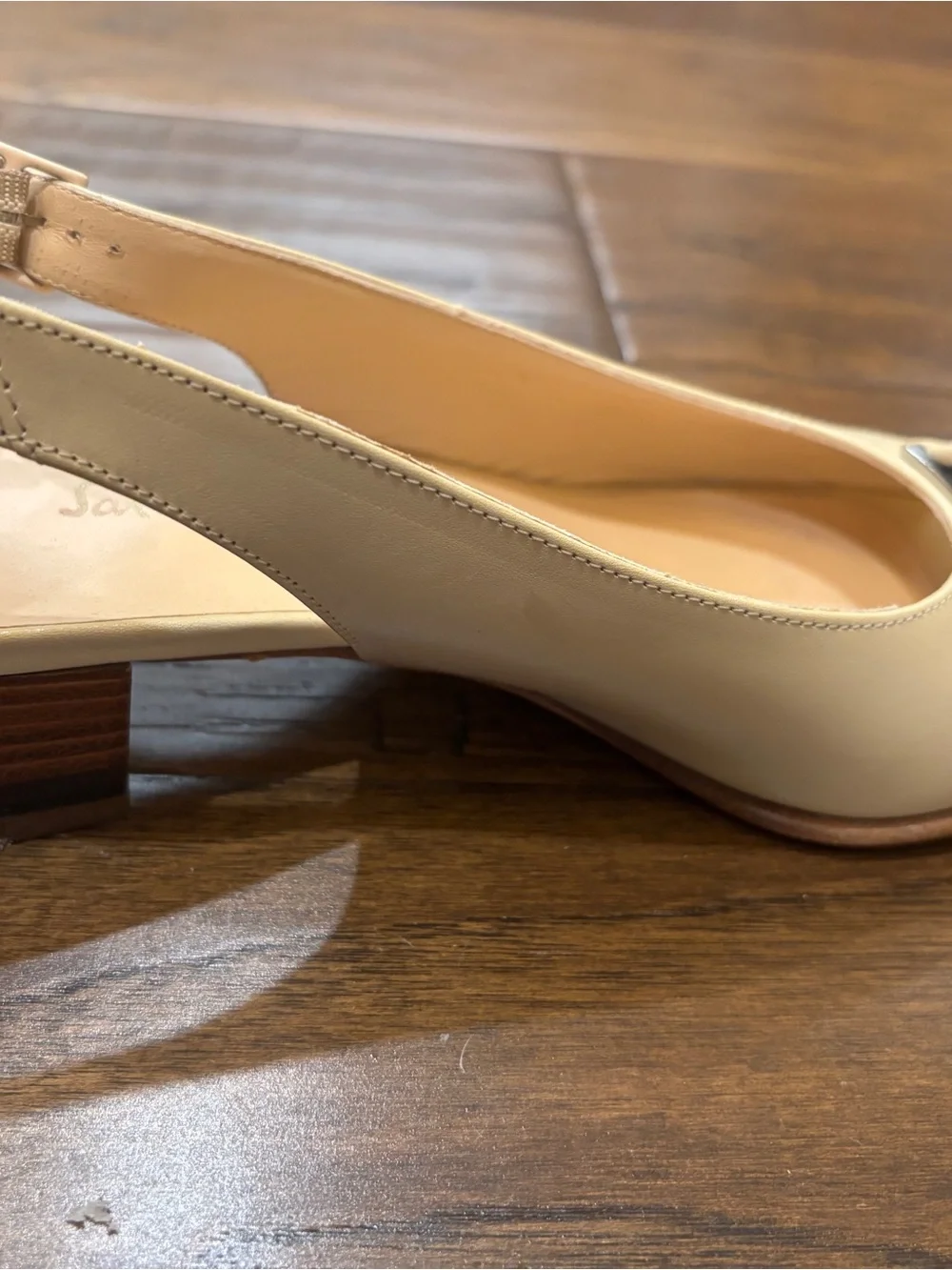 Salvatore Ferragamo Beige Leather Slingback Heels